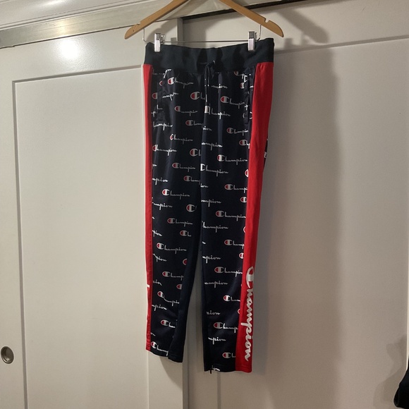 Champion Logo Track Warm Up Pants, Size XL Blue Red - Picture 3 of 8